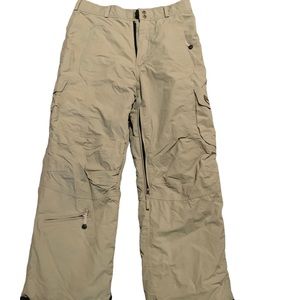 Liquid Snowboarding Pants | Women’s Khaki Insulated Cargo Snow Pants| Size-Sm/P
